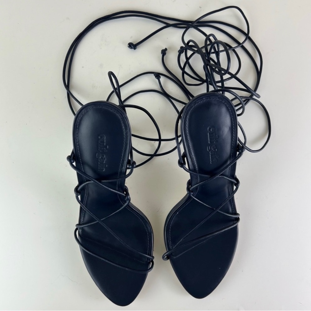 NEW CULT GAIA NAVY LEATHER STRAPPY SANDALS - Picture 13 of 14